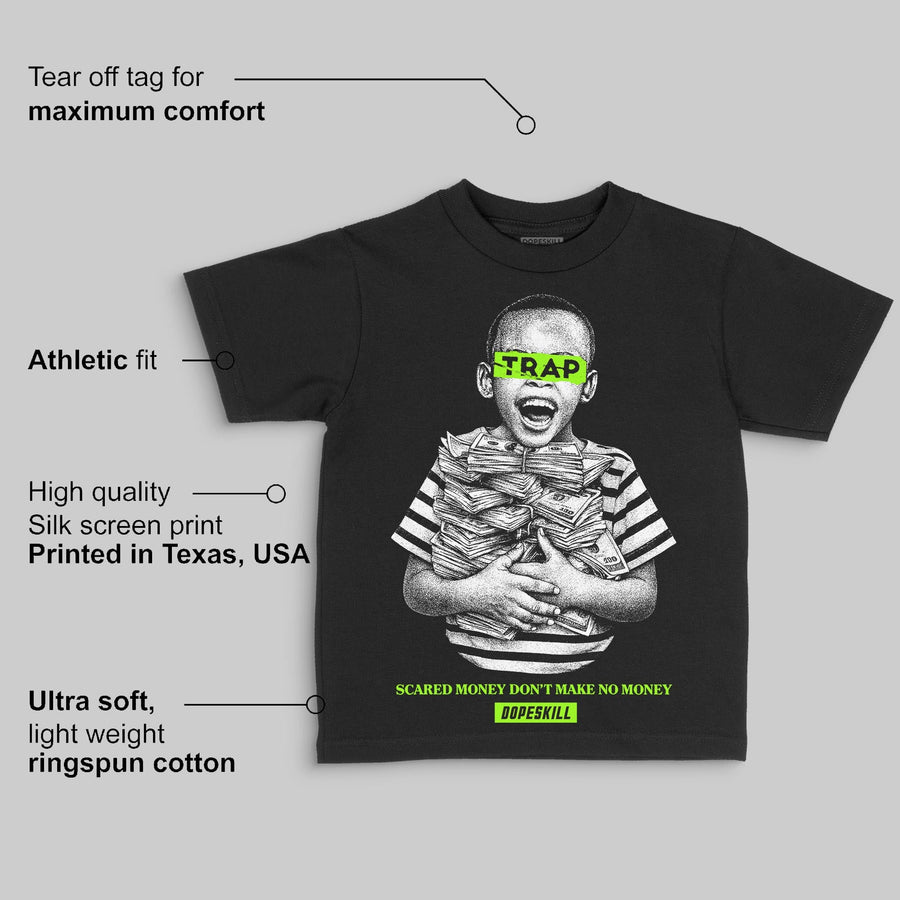 Neon Green 'Scared Money Don't Make No Money' DopeSkill Graphic Toddler Kids T-shirt