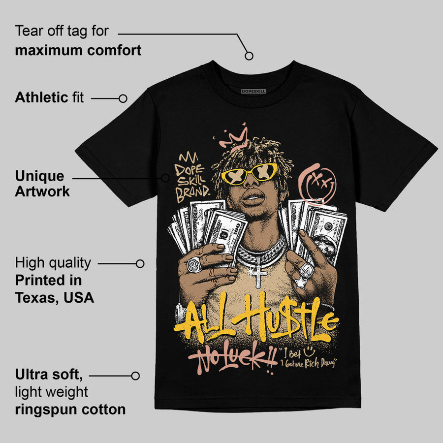 TAN 'All Hustle No Luck' DopeSkill Graphic T-Shirt
