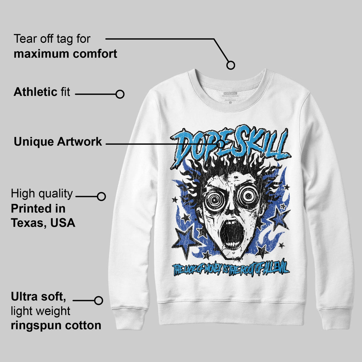 Royal Blue Collection DopeSkill Sweatshirt Root of Evil Graphic