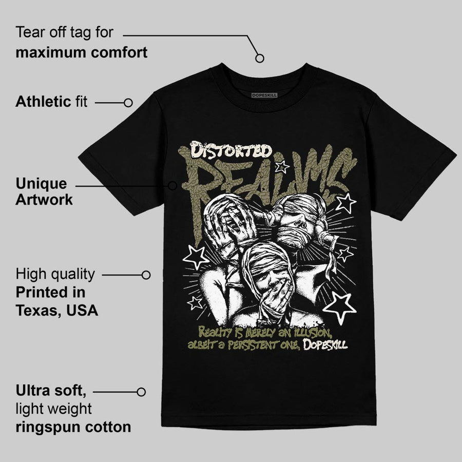 Medium Olive 3s DopeSkill T-Shirt Distorted Realms Graphic
