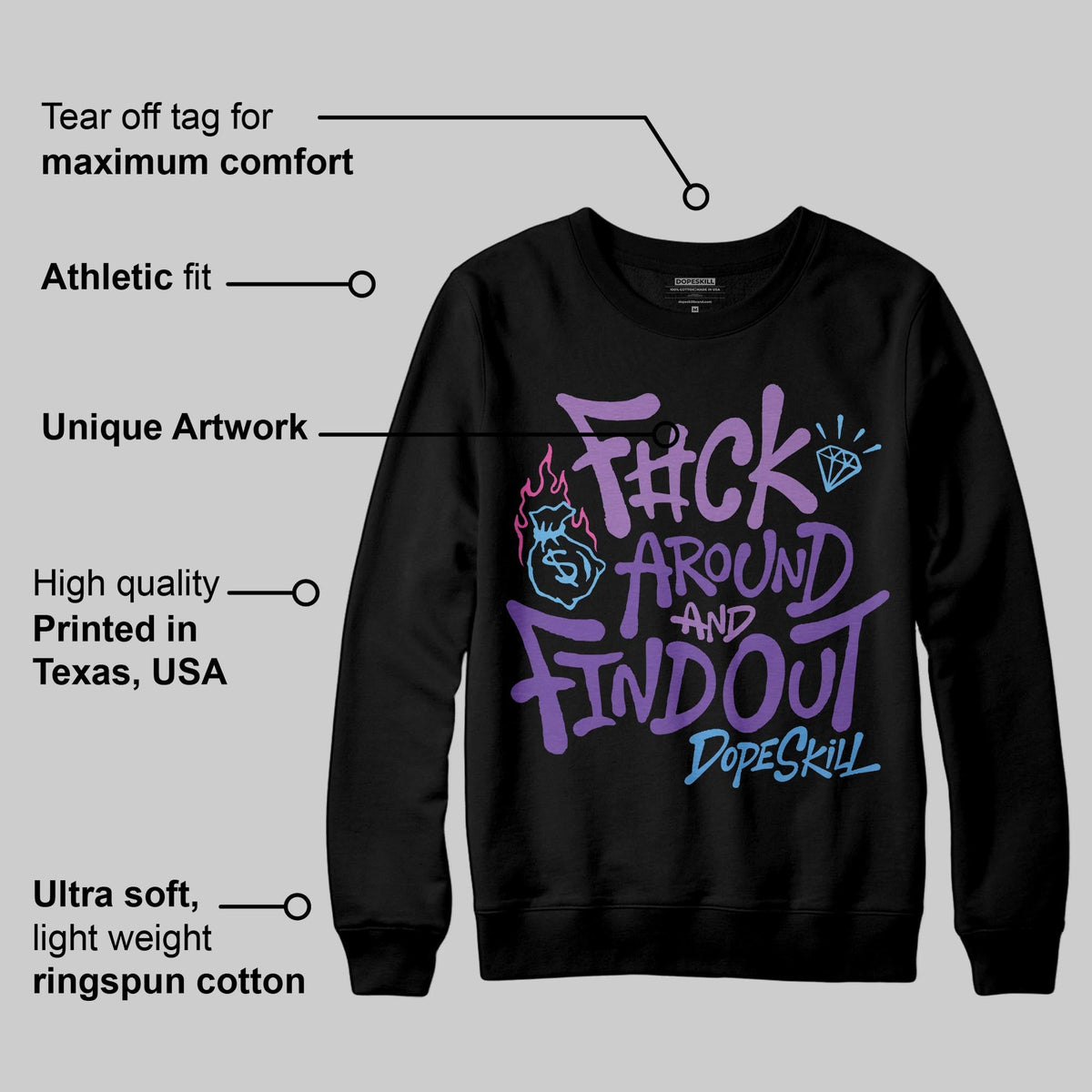 PURPLE Collection DopeSkill Sweatshirt F#ck Around And Find Out Graphic