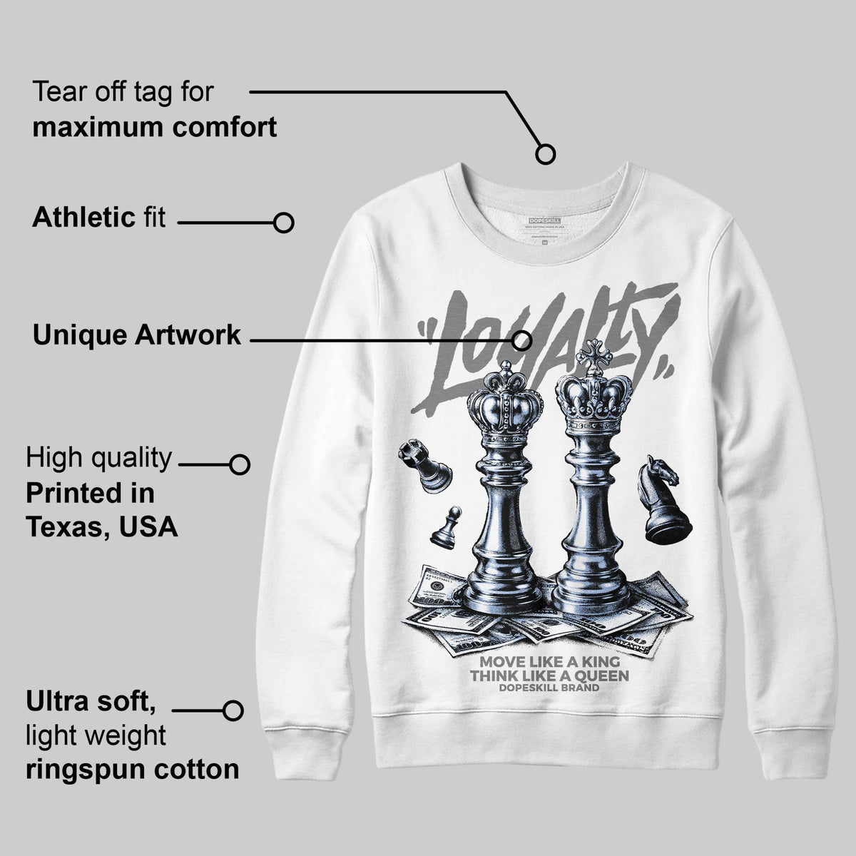 Grey 'Loyalty' DopeSkill Graphic Sweatshirt