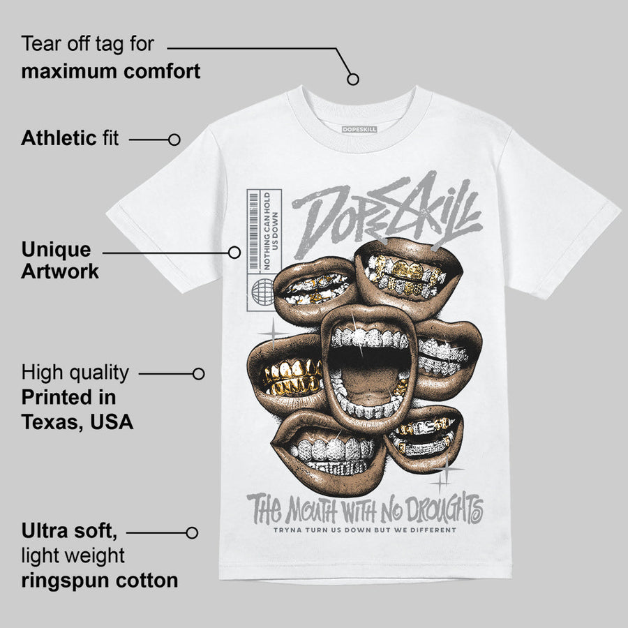 Wolf Grey 5s DopeSkill T-Shirt The Mouth With No Droughts Graphic