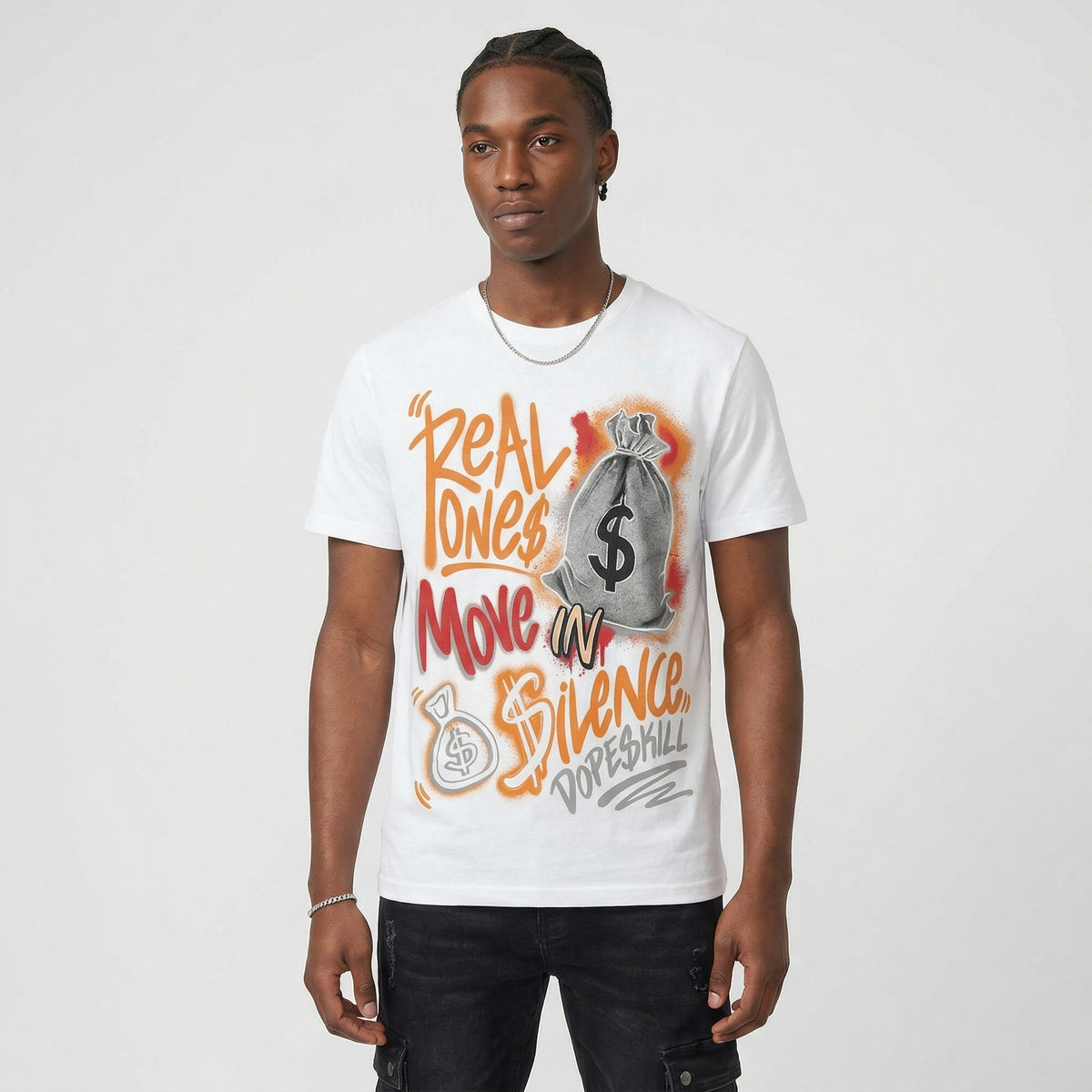 'Orange Citrus' 3s DopeSkill T-Shirt Real Ones Move In Silence Graphic