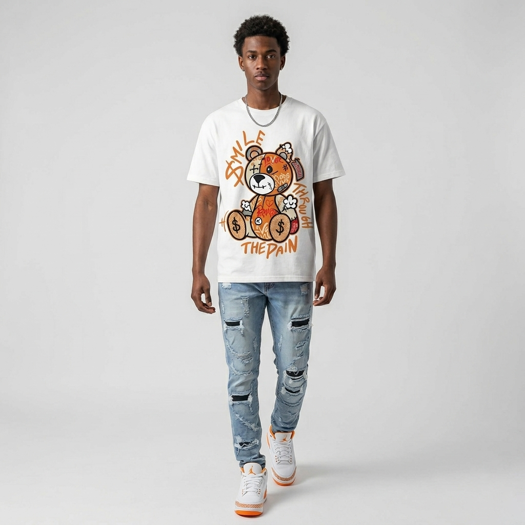 'Orange Citrus' 3s DopeSkill T-Shirt Smile Through The Pain Graphic