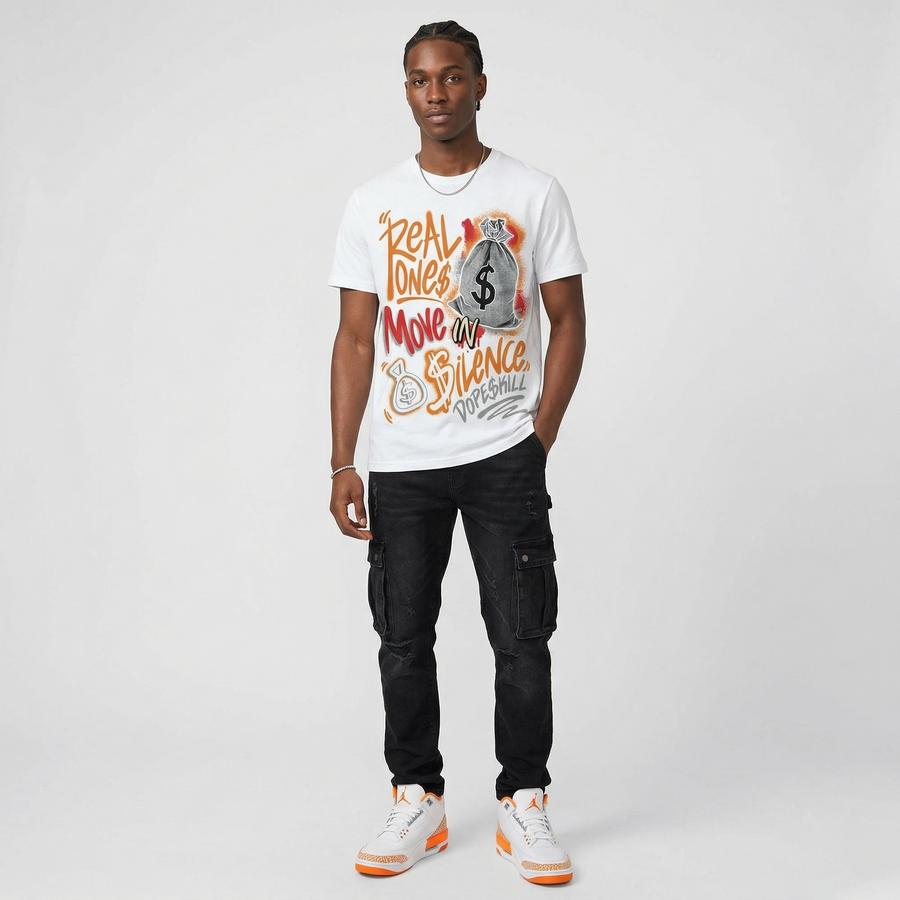 'Orange Citrus' 3s DopeSkill T-Shirt Real Ones Move In Silence Graphic