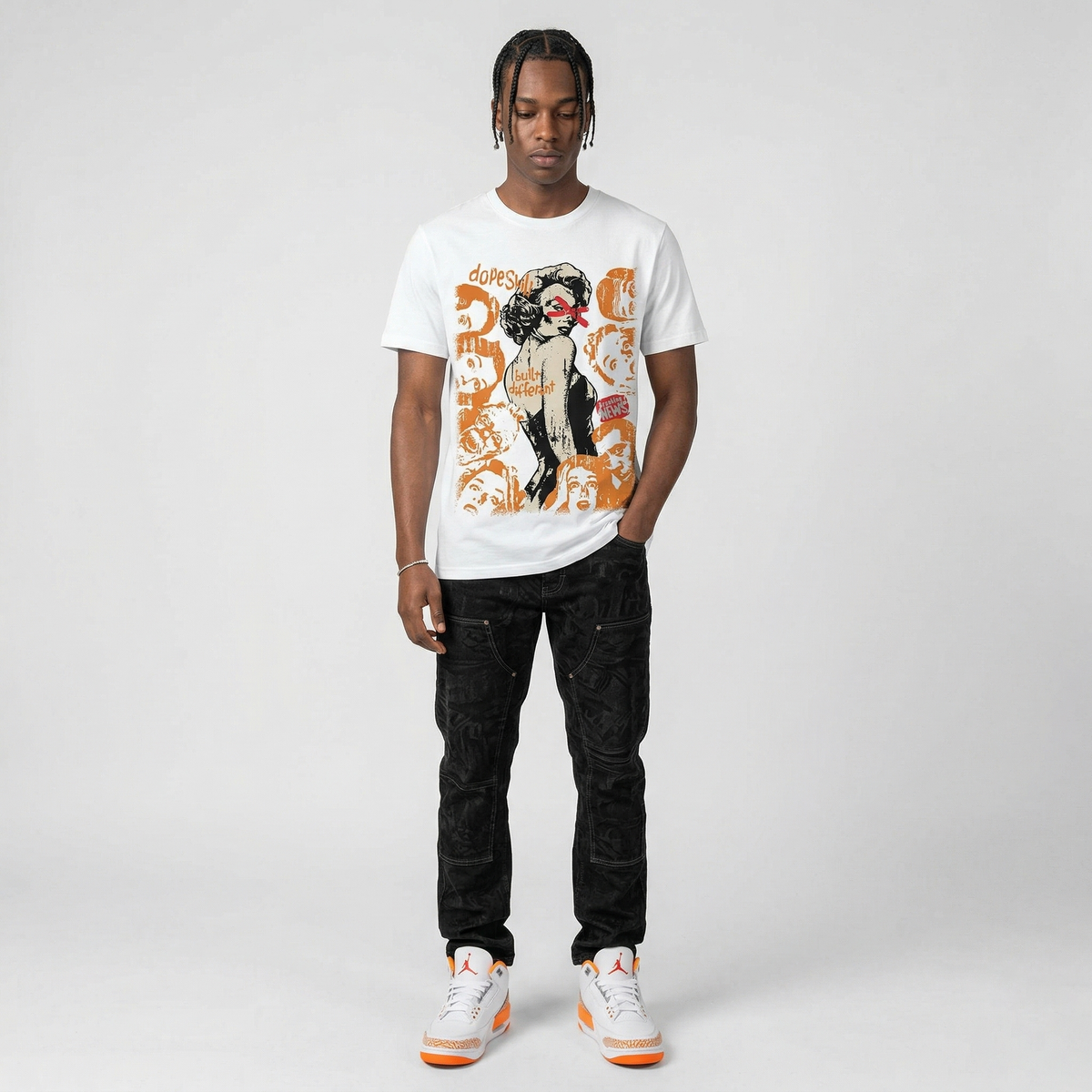 'Orange Citrus' 3s DopeSkill T-Shirt Built Different Graphic