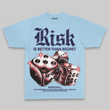 Royal Blue Oversize Print 'Risk Is Better Than Regret' DopeSkill Graphic T-shirt