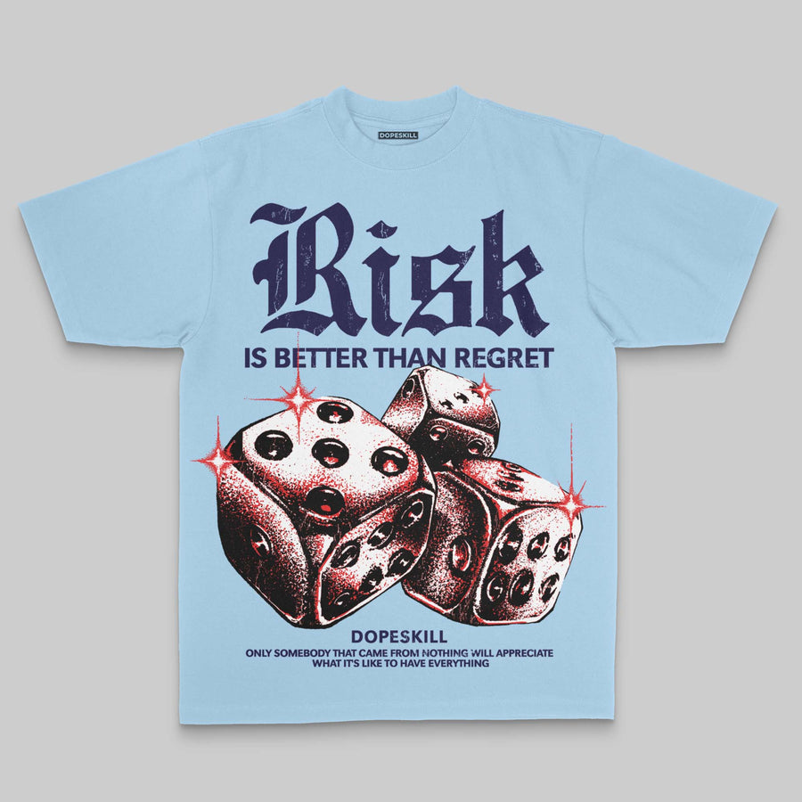 Royal Blue Oversize Print 'Risk Is Better Than Regret' DopeSkill Graphic T-shirt