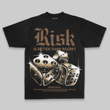 Brown Oversize Print 'Risk Is Better Than Regret' DopeSkill Graphic T-shirt