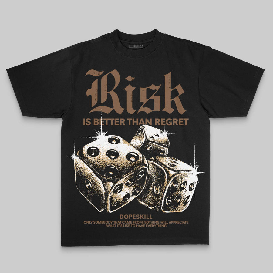 Brown Oversize Print 'Risk Is Better Than Regret' DopeSkill Graphic T-shirt