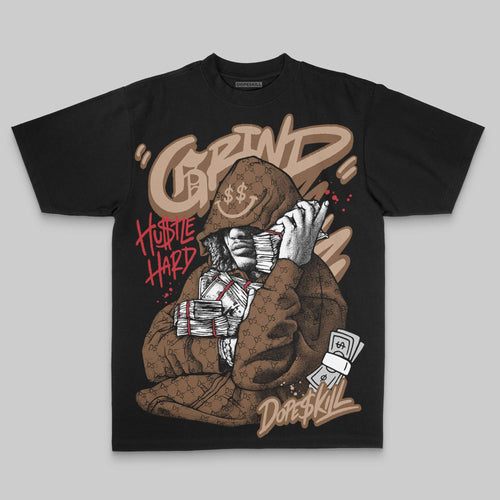 Brown Oversize Print 'Grind Pray' DopeSkill Graphic T-shirt