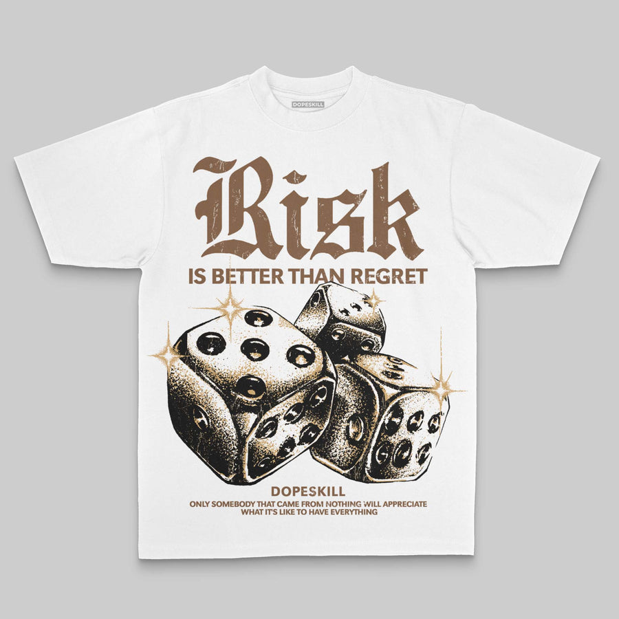 Brown Oversize Print 'Risk Is Better Than Regret' DopeSkill Graphic T-shirt