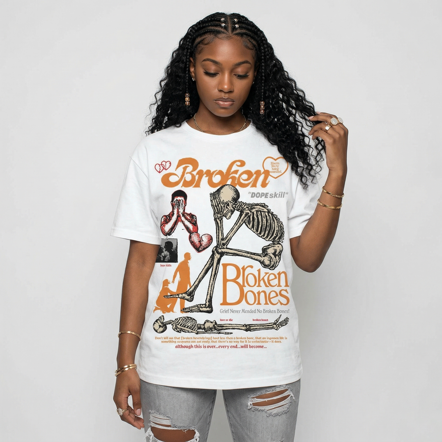 'Orange Citrus' 3s DopeSkill T-Shirt Broken Bones Graphic