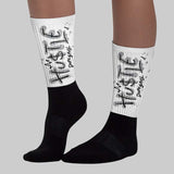 White Cement 4s DopeSkill Sublimated Sock Hustle Graphic