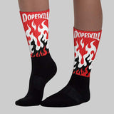 AJ 13 Chicago True Red Cherry DopeSkill Sublimated Socks FIRE Graphic