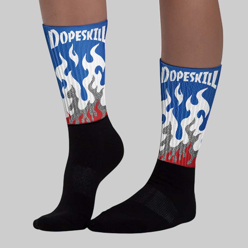 “True Blue” 3s DopeSkill Sublimated Socks FIRE Graphic