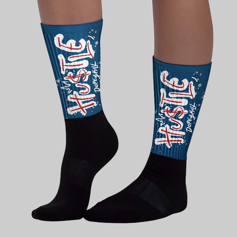 French Blue 12s DopeSkill Sublimated Sock Hustle Graphic
