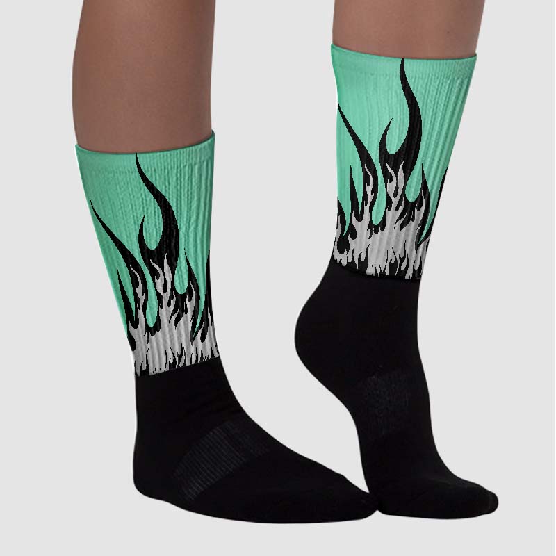 Green Glow 3s DopeSkill Sublimated Socks FIRE Graphic