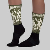 Medium Olive 3s DopeSkill Sublimated Sock FIRE Graphic