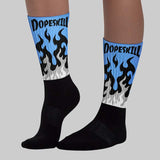 Black University Blue 5s DopeSkill Sublimated Socks FIRE Graphic