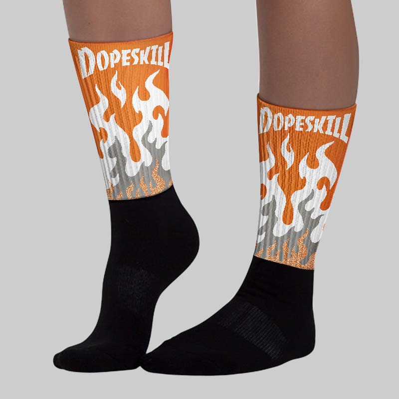 'Orange Citrus' 3s DopeSkill Sublimated Socks FIRE Graphic