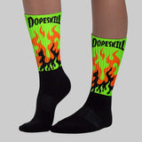 Neon Green Collection DopeSkill Sublimated Socks FIRE Graphic