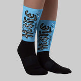 University Blue 14s DopeSkill Sublimated Sock Hustle Graphic