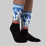 “True Blue” 3s DopeSkill Sublimated Socks FIRE Graphic