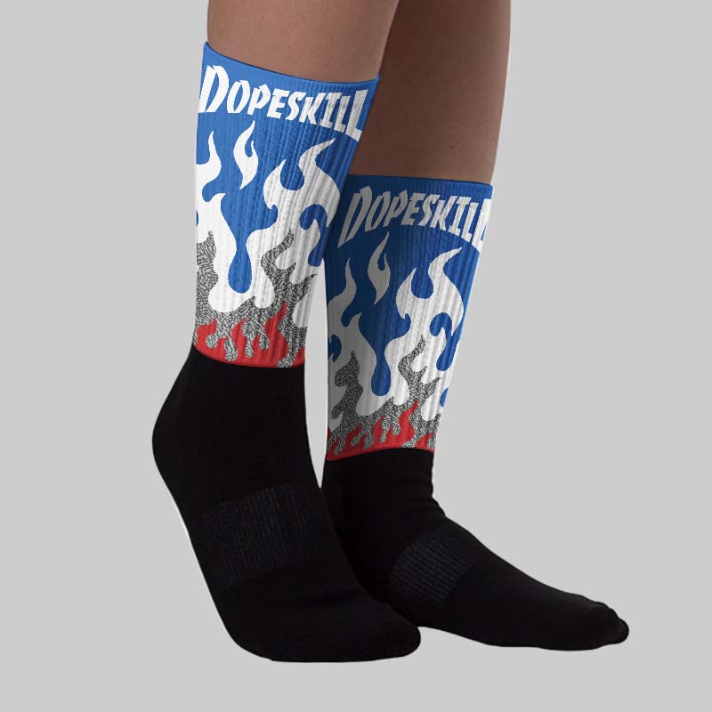 “True Blue” 3s DopeSkill Sublimated Socks FIRE Graphic