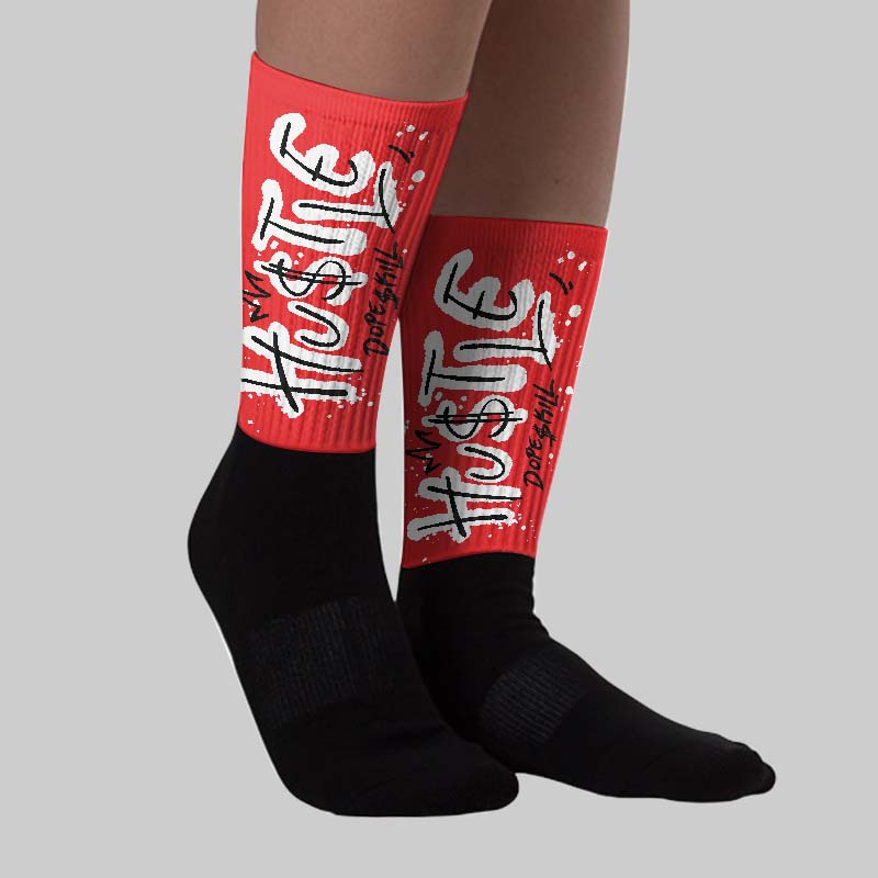 AJ 13 Chicago True Red Cherry DopeSkill Sublimated Socks Hustle Graphic