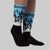 University Blue 14s DopeSkill Sublimated Sock FIRE Graphic