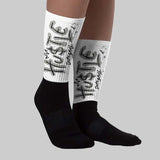 White Metallic 5s DopeSkill Sublimated Socks Hustle Graphic