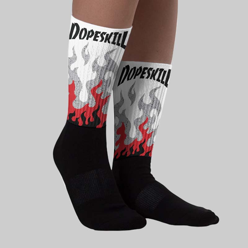 White Cement 4s DopeSkill Sublimated Sock FIRE Graphic