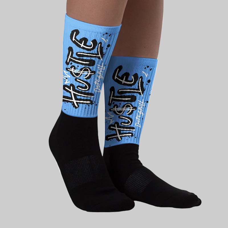Black University Blue 5s DopeSkill Sublimated Socks Hustle Graphic