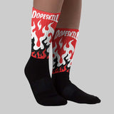 AJ 13 Chicago True Red Cherry DopeSkill Sublimated Socks FIRE Graphic