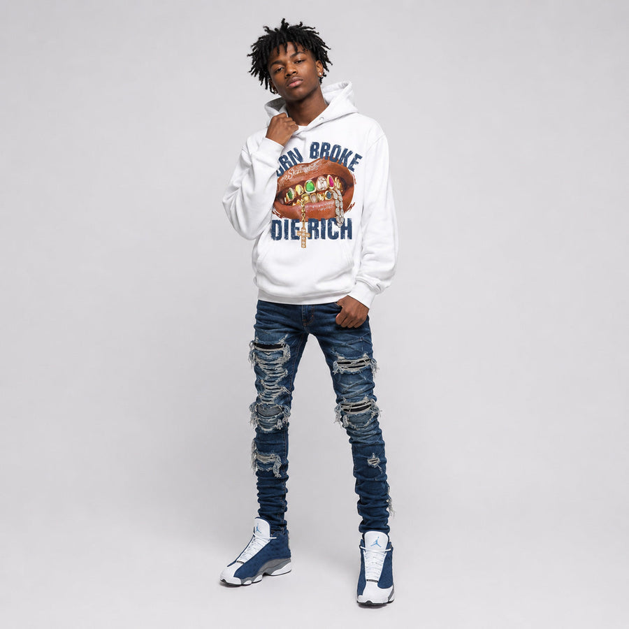 Flint 13s DopeSkill Hoodie Sweatshirt Born Broke Die Rich Graphic