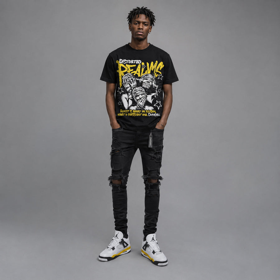 Tour Yellow 4s DopeSkill Oversize Print T-Shirt Distorted Realms Graphic