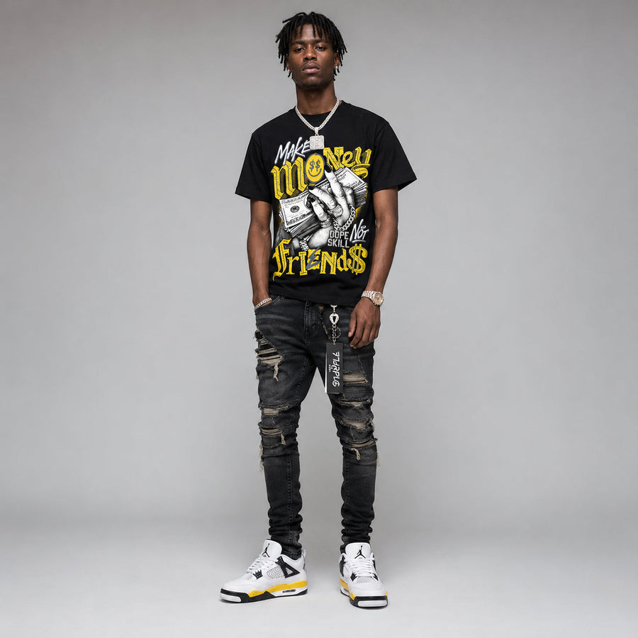 Tour Yellow 4s DopeSkill T-Shirt Make Money Not Friends Graphic