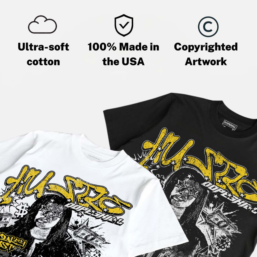 Tour Yellow 4s DopeSkill Oversize Print T-Shirt No Money No Lust Graphic