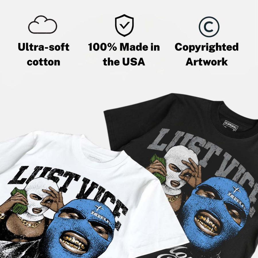 Black University Blue 5s DopeSkill T-Shirt Lust Vice Graphic
