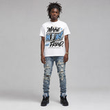 Black University Blue 5s DopeSkill T-Shirt Make Money Not Friend Typo Graphic