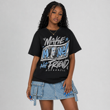 Black University Blue 5s DopeSkill T-Shirt Make Money Not Friend Typo Graphic