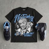 Black University Blue 5s DopeSkill T-Shirt No Turkey Graphic