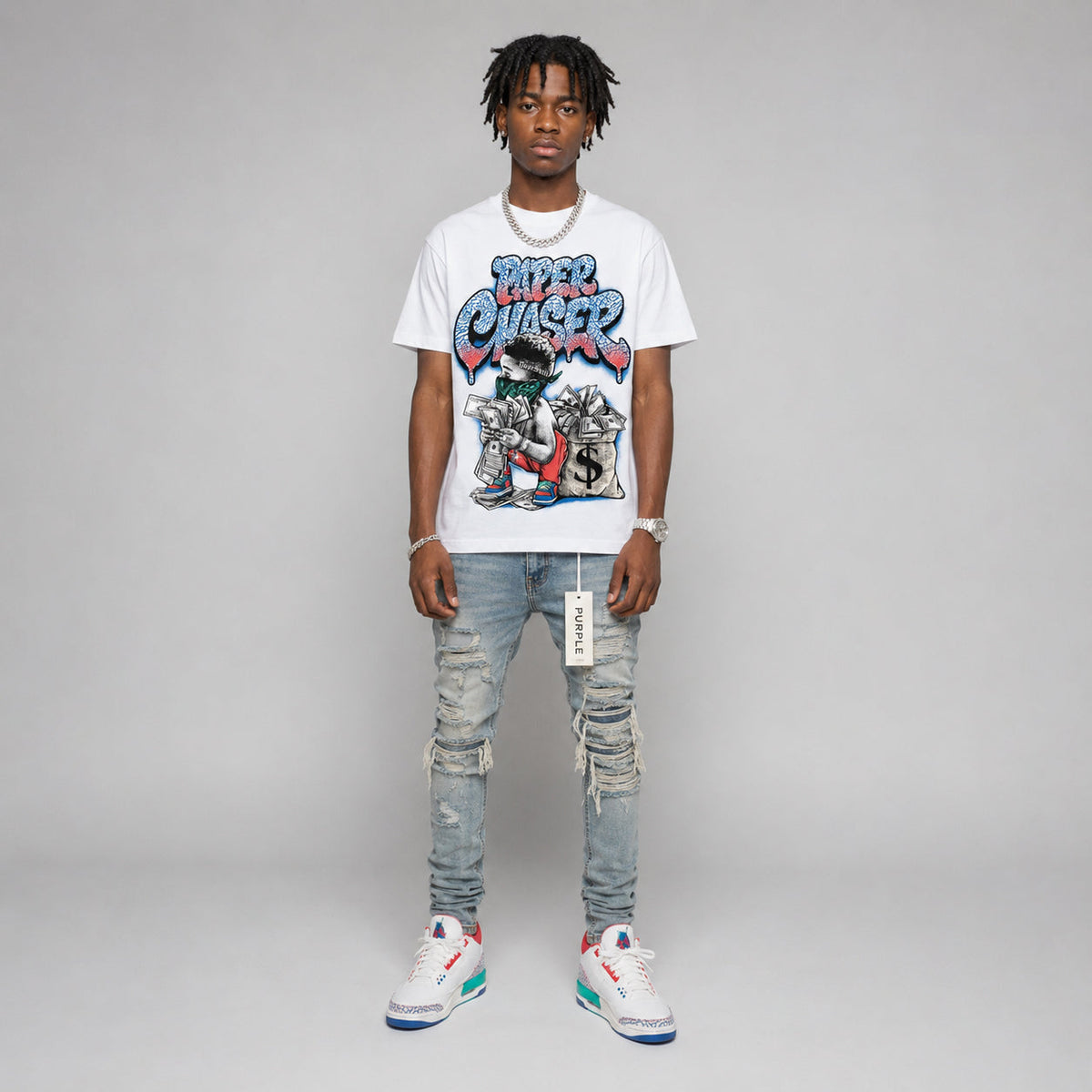 Chalk 3s DopeSkill T-Shirt Paper Chaser Boy Graphic