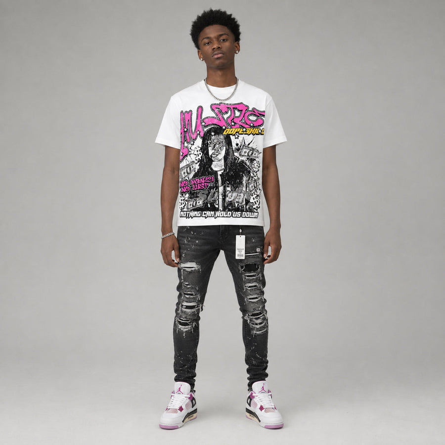 Comic 4s DopeSkill Oversize Print T-Shirt No Money No Lust Graphic