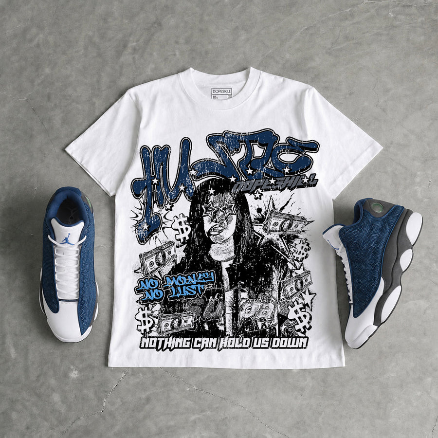 Flint 13s DopeSkill Oversize Print T-Shirt No Money No Lust Graphic