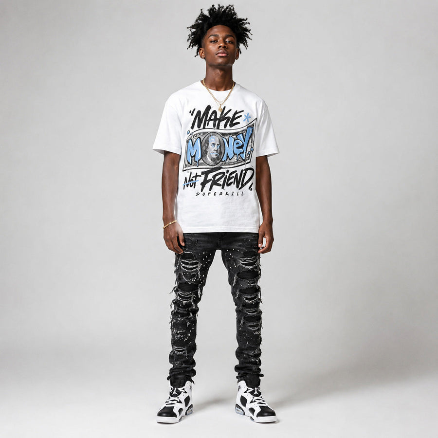 Oreo 6s DopeSkill T-Shirt Make Money Not Friend Typo Graphic