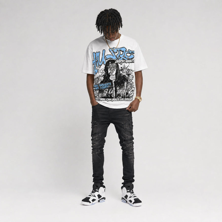Oreo 6s DopeSkill Oversize Print T-Shirt No Money No Lust Graphic