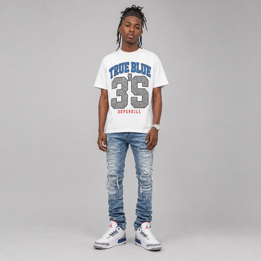 True Blue 3s DopeSkill T-Shirt Jordan 3 True Blue 3S Graphic